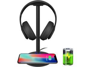 Wireless Charging with Headphone Stand New Bee Sturdy 2in1 Headset Holder  Wireless Charger Pad for iPhone 1212 Pro11XS Max Samsung S21S20S10S10S9S9 with LED Indicator Black