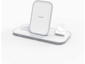 mophie 3in1 Wireless Charging Stand for Apple iPhone AirPodsAirPods Pro  Watch 75W Fast Charging Stylish Gloss Finish Portrait or Landscape Smartphone Charging Mode White