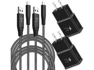 Adaptive Fast Charging Wall Charger and 66FT USB Type C Charger Braided Cord for Samsung Galaxy S22 S21 Ultra S21 FE S10 S9 S8 S20 Plus Z Fold 3 A53 A80 A71 Note 20 10 9 8 Pixel 43XL2 Pack Black