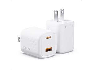 2Pack VOLTME USBC Chargers 30W GaN III Charger 2 Port PD PPS Compact Charger Block AC Adapter Foldable Plug for iPhone 14 13 12 11 Pro Max Mini Samsung iPad Pro Pixel MacBook Air DJI Mini
