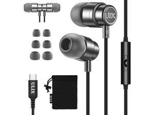 ULIX Rider USB C Headphones Magnetic USB C Earbuds 5 Years Warranty Wired Type C USB C Earphones with Microphone Noise Isolating for Samsung Galaxy S23 S22 S21 S20 Ultra Note 10 20 Pixel 5 4a 3a