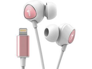 Thore iPhone Earphones with Lightning Connector MFi Certified by Apple Earbuds Ergonomic Wired Headphones in Ear with MicrophoneVolume Control  Mic Carrying Case Included V100 Rose Gold