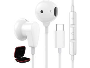 ACAGET USB C Headphones Setero Android Earphones with Mic USB Type C Earbuds for Pixel 7 6 Pro Noise Canceling Headset Wired Headphone for Samsung Galaxy A53 S23 Ultra S22 Plus S21 FE Oneplus 9 White