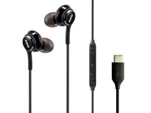 ElloGear 2022 Type C Headphone Earbuds for Samsung Galaxy S21 Galaxy S22 S22 Ultra Galaxy S20 FE  Designed by AKG  Braided Cable with Microphone and Volume Remote USBC Connector  Black