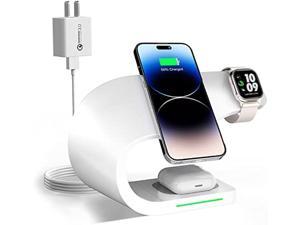 AMLINK 4 in 1 Wireless Charger Magnetic Wireless Charging Station for iPhone 14131211ProMaxX8 Fast Charging Stand Dock for Apple Watch 876SE5432 AirPods 32ProWhite