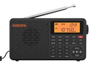 XHDATA D109 Portable Shortwave Radio AM FM SW LW World Band Radio DSP Good Reception Radio with Great Sound Mp3 Speaker Wireless BT Alarm Clock Sleep Function TF Card Support Function Battery Operated