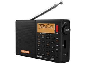 SIHUADON D808 Portable AM FM SW LW Air Band Radio SSB RDS Multi Band Radio Speaker with LCD Display Alarm Clock External AntennaBlack