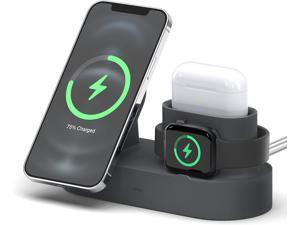 elago MS Charging Station 2  Compatible with iPhone 14 iPhone 13 MagSafe Charger iPhone 12 AirPods Pro 2 AirPods Pro AirPods 3 and All Apple Watch Series Gray Charging Cables Not Included