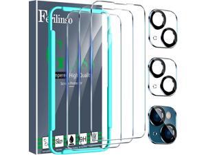 Ferilinso 6in1 for Apple iPhone 14  13 Screen Protector Accessories 3 Pack 9H Tempered Glass 2 Pack HD Camera Lens Protector Cover Protection Case Friendly mounting Frame protector de pantalla