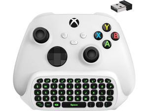 MoKo Green Backlight Chatpad for Xbox One Controller Xbox Series XS 24G Receiver Chatpad Wireless Message Keyboard Keypad with HeadsetAudio Jack for Xbox OneOne SElite2 Controller White