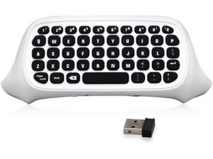 24G Mini Wireless Chatpad Message Game Keyboard Keypad with 35mm Audio Jack Port for Xbox OneXbox One Slim Controller White