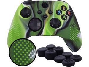 Grips for Xbox Series X Controller Pandaren Studded AntiSlip Silicone Cover for Xbox Series XS Controller Skin Hand Grip with 8pcs FPS Pro Thumb Sticks Cap ProtectorCamougreen