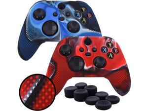 Grips for Xbox Series X Controller Pandaren Studded AntiSlip Silicone Cover for Xbox Series XS Controller Skin Hand Grip with 8pcs FPS Pro Thumb Sticks Cap ProtectorCamoubluered