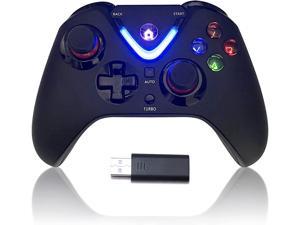 ROTOMOON Wireless Game Controller with LED Lighting Compatible with Xbox One SX Xbox Series SX PC Gaming Gamepad Remote Joypad with 24G Wireless Adapter Perfect for FPS Games