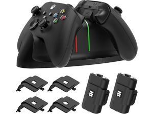 Charger Stand for Xbox Series XS for XboxoneSXElite ControllerMENEEA Fast Dual Charging LED Indicator Dock Station Accessories with 2 x 1400mAh Rechargeable Battery  Cover with Charging Cable