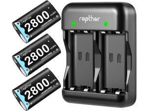 2800mAh Rechargeable Controller Battery Pack for Xbox OneXbox Series XXbox One SXbox One XXbox One Elite Rapthor 3 x 2800mAh High Power NIMH Batteries Kit with Charger 3 Batteries  Charger