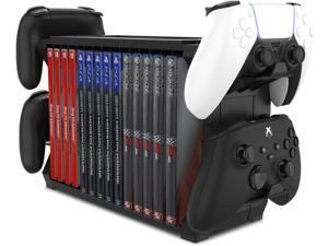 TNP Games Storage Tower Up to 15 CD Disc For PS5 Game Disk Rack and Controller Stand Holder For Xbox Series XNintendo SwitchPS4 Controller Stand Holder Can hold up to 4 controller
