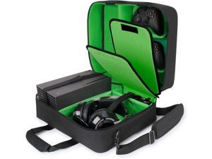 USA GEAR Xbox Series X Carrying Case  Xbox Series X Travel Case Compatible with Xbox Series X Console  Xbox Series S  Customizable Interior for Xbox Controllers  More Gaming Accessories Green