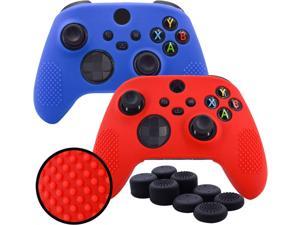 Grips for Xbox Series X Controller Pandaren Studded AntiSlip Silicone Cover for Xbox Series XS Controller Skin Hand Grip with 8pcs FPS Pro Thumb Sticks Cap ProtectorRedBlue