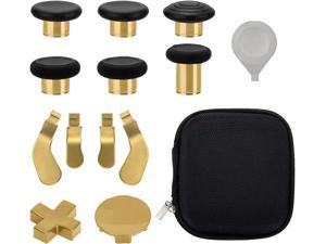 Metal Thumbsticks for Xbox One Elite Controller Series 2 Accessories 13 in 1 OEM Replacement Magnetic Buttons kit Includes 6 Swap Magnetic Joysticks 4 Paddles 2 DPadsChrome Gold