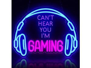 ReyeeInc Gaming Headset Neon Sign Large Bright and Dimmable Colorful LED Game Headphone Neon Light and USB Powered Lightup Signs for Gamer Zone Video Room Bedroom Wall Art Decor 157118