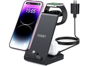 YOSINT Wireless Charger 3 in 1 Charging Station for iPhone14131211XProMaxPlusSEXSXR8 18w Fast iPhone Docking Station Charger for Apple Watch Series  Airpods with Adapter