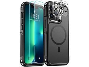 SUPFINE Magnetic for iPhone 13 Pro Max Case Compatible with MagSafe 10 FT Military Grade Drop Protection 2X  Tempered Glass Screen ProtectorCamera Lens Protector NonSlip Phone Case Black