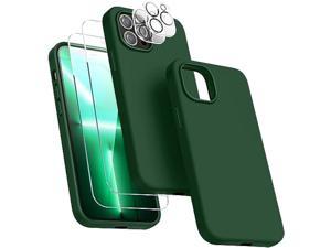 Dssairo 5 in 1 for iPhone 13 Pro Max Case 67 inch with 2 Pack Screen Protector  2 Pack Camera Lens Protector Liquid Silicone Ultra Slim Shockproof Protective Phone Case Alpine Green