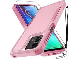 for Motorola Moto G Stylus 5G 2023 Case Not fit 4G or 2022 Version Heavy Duty Rugged Shockproof Protective Phone Cover with Lanyard Strap and Tempered Glass Screen Protector2023 Cute Pink