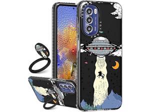 Toycamp for Moto G Stylus 5G 2022 Phone Case with Ring Holder Cute Cool UFO Spaceship Cartoon Print Design Cover for Women Girls Teens Funny Creative Cases for Motorola G Stylus 5G 2022 68 Black