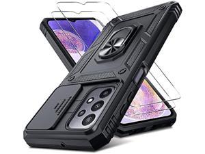 Janmitta for Samsung Galaxy A23 5G4G Case Built in Slide Camera Lens CoverScreen ProtectorHeavy Duty Shockproof Full Body Protective CoverBuilt in Finger Ring Stable Holder Kickstand2022 Black