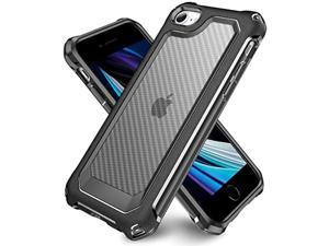 iPhone SE Case iPhone 8 Case iPhone 7 Case SUPBEC Carbon Fiber Shockproof Protective Cover with Screen Protector x2 Scratch Resistant Military Grade Protection iPhone SE 2022 Case 47 Black