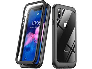 Eonfine for iPhone X Casefor iPhone Xs Case Builtin Screen Protector Full Body Protection Heavy Duty Shockproof Rugged Cover Skin for iPhone XXs 58inch BlackClear