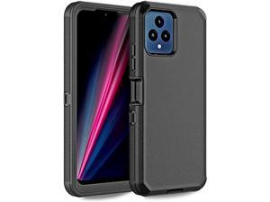 Anloes Case for TMobile Revvl 6 5G Defender Phone Case Heavy Duty Shockproof Dustproof Rugged Protective 3 in 1 Bumper Cover for Revvl 6 5G Without Builtin Screen Protector Black