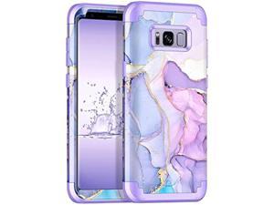 Miqala for Galaxy S8 Plus CaseMarble Design Three Layer Heavy Duty Shockproof Hard Plastic Bumper Soft Silicone Rubber Protective Case for Samsung Galaxy S8 PlusPurple