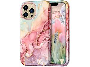 Btscase Compatible with iPhone 13 Pro Max Case 67 Inch 2021Marble Pattern 3 in 1 Heavy Duty Shockproof Full Body Rugged Hard PCSoft Silicone Drop Protective Women Girl Phone Cases Rose Gold