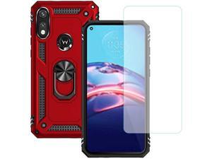 for Moto E Phone Case Moto E Case with HD Screen Protector Military Grade Protective Cases with Ring for Moto E 2020 Red