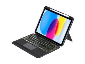 BDF For iPad Apple iPad 10910th Generation Touch pad Removable Keyboard Case Protective Smart Stand Cover with 7 Colors Backlit Wireless Bluetooth Keyboard