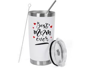 ONEVIVE Best Mom Ever Gifts Mom Tumbler MugWhite 20 oz Coffee Tumbler Cup Gifts for Mom From Daughter Son Gift for Women Christmas Gift for Wife Women