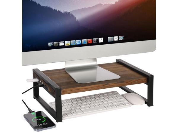 MyGift Solid Wood Desktop Shelf Organizer, Adjustable Office Dorm Desk  Bookshelf Storage Display Rack, Beige