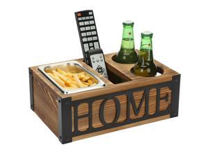 MyGift 12 Slot Rustic Torched Wood Beer Bottle Crate, Beverage Carrier  Caddy with Side Handles