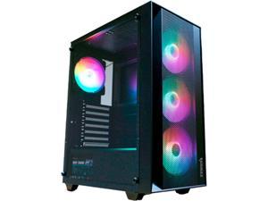 Raidmax Vector V100 Gaming Case with 4 Pre-Installed Rainbow Fans, ATX Mid Tower Case, Gaming PC (Black)