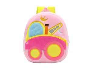 Anykidz 3D Pink Crane School Backpack Cute Vehicle With Cartoon Designs Children Toddler Plush Bag For Baby Girls and Boys