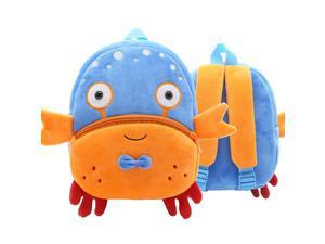 Anykidz 3D Blue Crab School Backpack Cute Animal With Cartoon Designs Children Toddler Plush Bag For Baby Girls and Boys