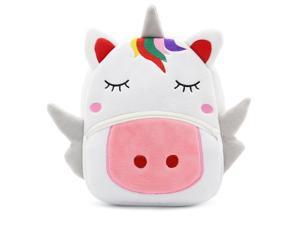 Anykidz 3D White Unicorn School Backpack Cute Animal With Cartoon Designs Children Toddler Plush Bag For Baby Girls and Boys