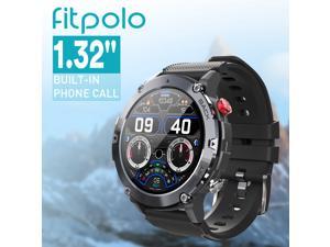 Fitpolo 132 Men Military Smart Watches with BT Call Receive Dial IP68 Waterproof Rugged Smartwatch for iPhone Android C21 Outdoor Tactical Sports Fitness Tracker with Heart Rate Black  OEM