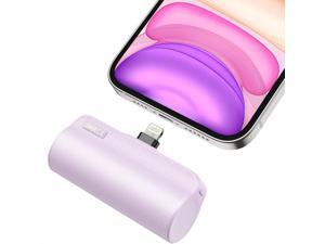 iWALK Small Portable Charger for iPhone with Built in Cable 3350mAh UltraCompact Power Bank Mini Battery Pack Charger Compatible with iPhone 141313 Pro1212 Pro11XRXSX876 Light Purple