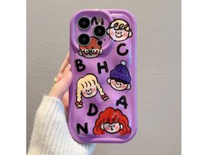 ULJ for iPhone 14 13 12 Pro Max Cute Purple Soft Case Silicone Shockproof Full Body Camera Lens Protective Phone Case Goys and Girls Portrait Design