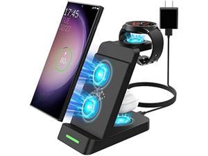 Wireless Charging Station for Samsung Watch and Phone3 in 1 Wireless Charger Stand for Galaxy Watch 5 Pro54 Active 2 Galaxy S23UltraS23S22Note 20 Z Flip 43 Fold 43 Galaxy Buds2ProBlack