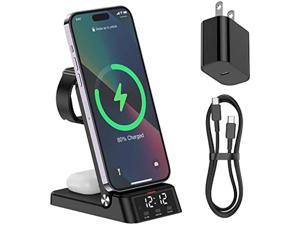 Wireless Charging Station 4 in 1 Wireless Charger Stand with 25W Fast Adapter 3FT USB C Cable Fast Wireless Charging Dock Foldable for iPhone 14131211 Apple Watch 8 7 6 5 4 3 AirPods Pro 32